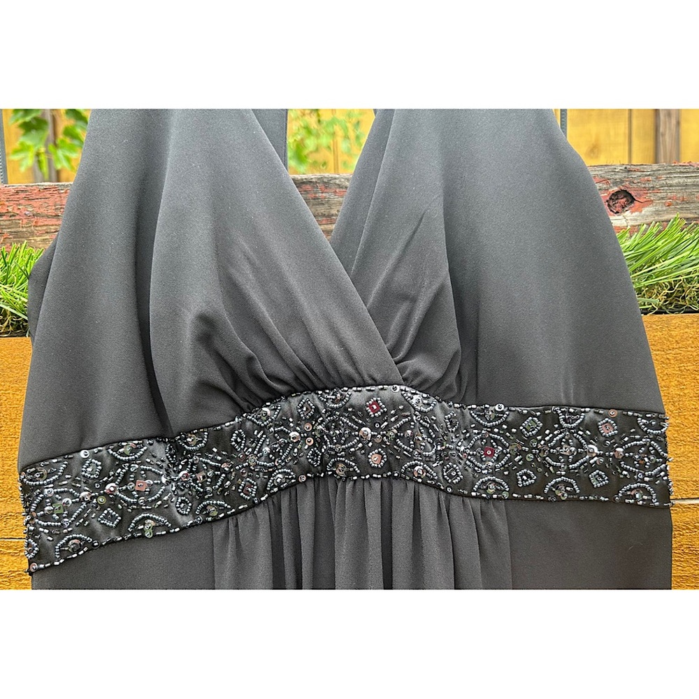 Sz 8-David’s Bridal black bridesmaid dress with beading under bust - Picture 3 of 6